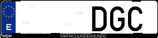 Imágen de matrícula de coche con letras DGC de España