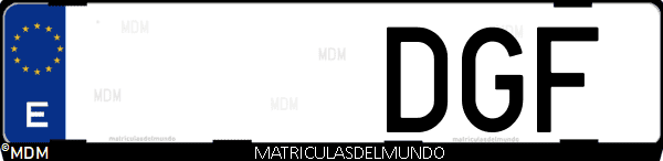 Imágen de matrícula de coche con letras DGF de España