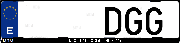 Imágen de matrícula de coche con letras DGG de España