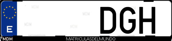 Imágen de matrícula de coche con letras DGH de España
