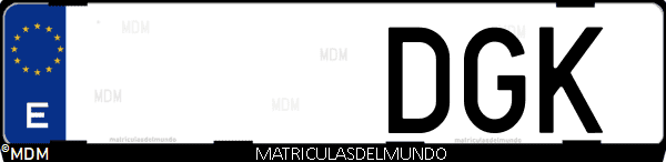 Imágen de matrícula de coche con letras DGK de España