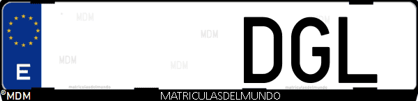 Imágen de matrícula de coche con letras DGL de España