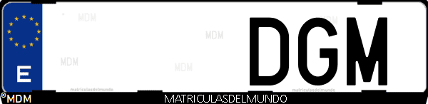 Imágen de matrícula de coche con letras DGM de España