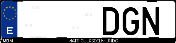 Imágen de matrícula de coche con letras DGN de España