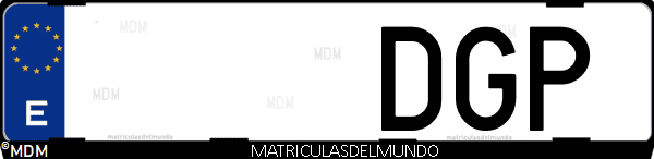 Imágen de matrícula de coche con letras DGP de España
