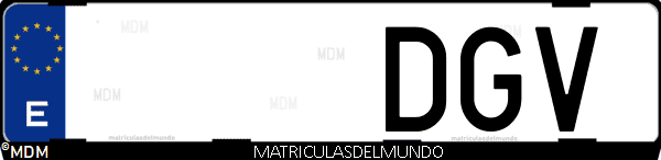 Imágen de matrícula de coche con letras DGV de España