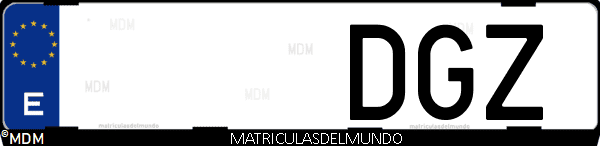 Imágen de matrícula de coche con letras DGZ de España