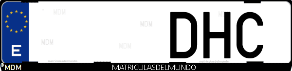 Imágen de matrícula de coche con letras DHC de España