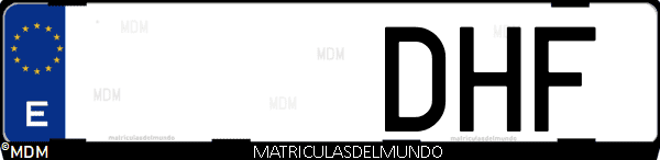Imágen de matrícula de coche con letras DHF de España