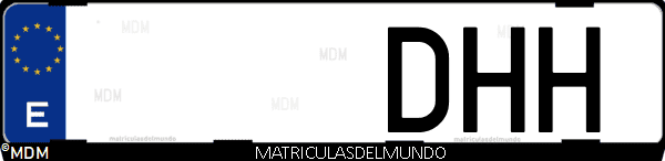 Imágen de matrícula de coche con letras DHH de España