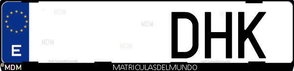 Imágen de matrícula de coche con letras DHK de España