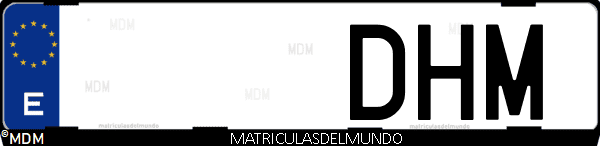 Imágen de matrícula de coche con letras DHM de España