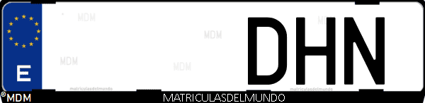 Imágen de matrícula de coche con letras DHN de España