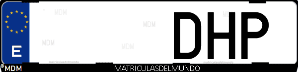 Imágen de matrícula de coche con letras DHP de España