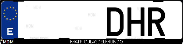Imágen de matrícula de coche con letras DHR de España