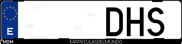 Imágen de matrícula de coche con letras DHS de España