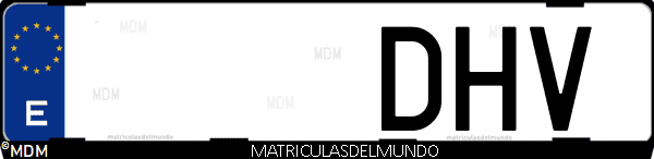 Imágen de matrícula de coche con letras DHV de España