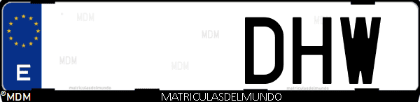 Imágen de matrícula de coche con letras DHW de España