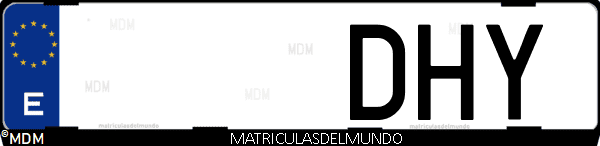 Imágen de matrícula de coche con letras DHY de España