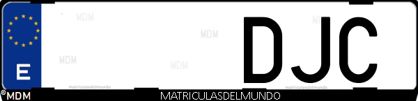 Imágen de matrícula de coche con letras DJC de España