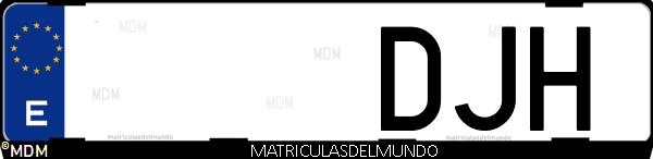 Imágen de matrícula de coche con letras DJH de España