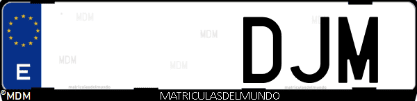 Imágen de matrícula de coche con letras DJM de España