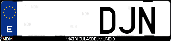 Imágen de matrícula de coche con letras DJN de España