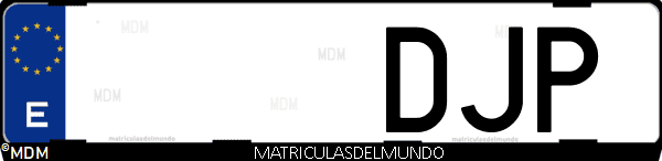 Imágen de matrícula de coche con letras DJP de España