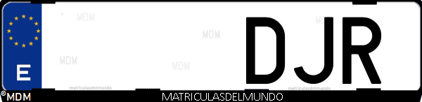 Imágen de matrícula de coche con letras DJR de España