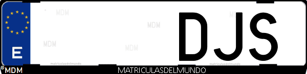 Imágen de matrícula de coche con letras DJS de España