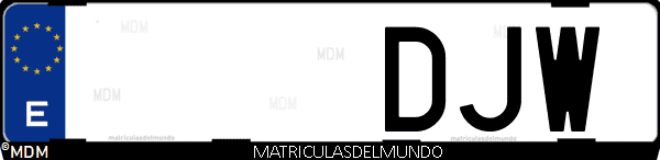 Imágen de matrícula de coche con letras DJW de España