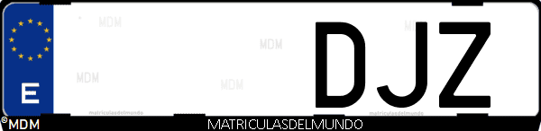 Imágen de matrícula de coche con letras DJZ de España