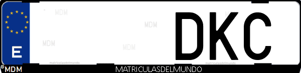 Imágen de matrícula de coche con letras DKC de España