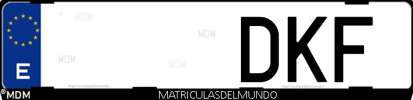 Imágen de matrícula de coche con letras DKF de España