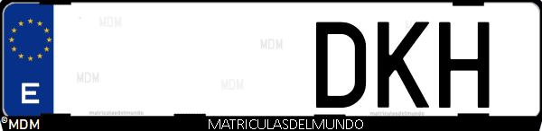 Imágen de matrícula de coche con letras DKH de España
