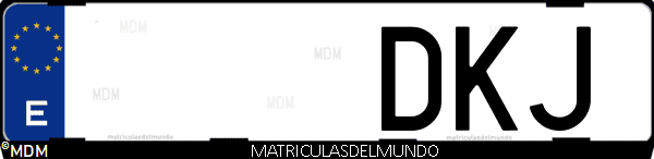 Imágen de matrícula de coche con letras DKJ de España