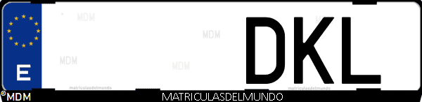 Imágen de matrícula de coche con letras DKL de España