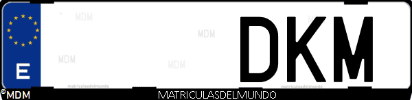 Imágen de matrícula de coche con letras DKM de España