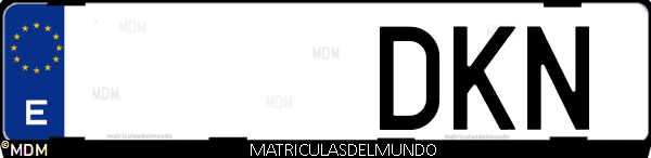 Imágen de matrícula de coche con letras DKN de España