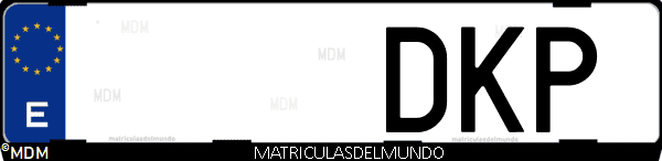 Imágen de matrícula de coche con letras DKP de España