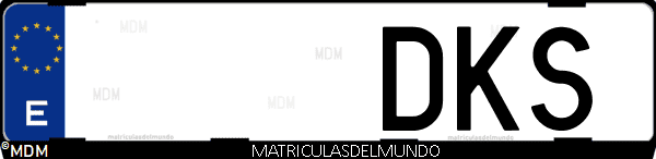 Imágen de matrícula de coche con letras DKS de España