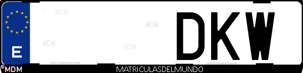Imágen de matrícula de coche con letras DKW de España
