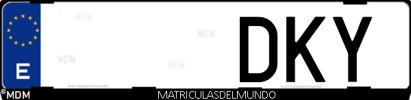Imágen de matrícula de coche con letras DKY de España