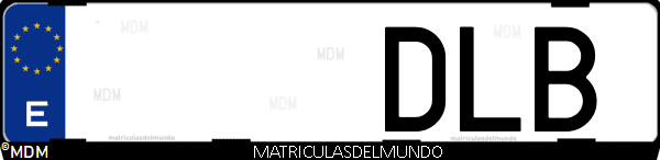 Imágen de matrícula de coche con letras DLB de España