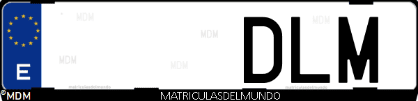 Imágen de matrícula de coche con letras DLM de España