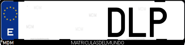 Imágen de matrícula de coche con letras DLP de España