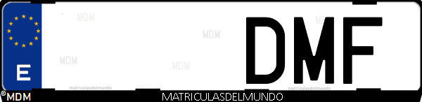 Imágen de matrícula de coche con letras DMF de España