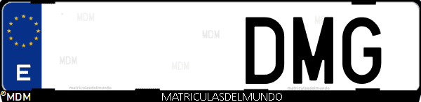 Imágen de matrícula de coche con letras DMG de España