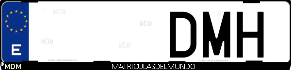 Imágen de matrícula de coche con letras DMH de España