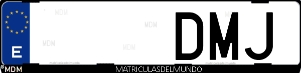 Imágen de matrícula de coche con letras DMJ de España